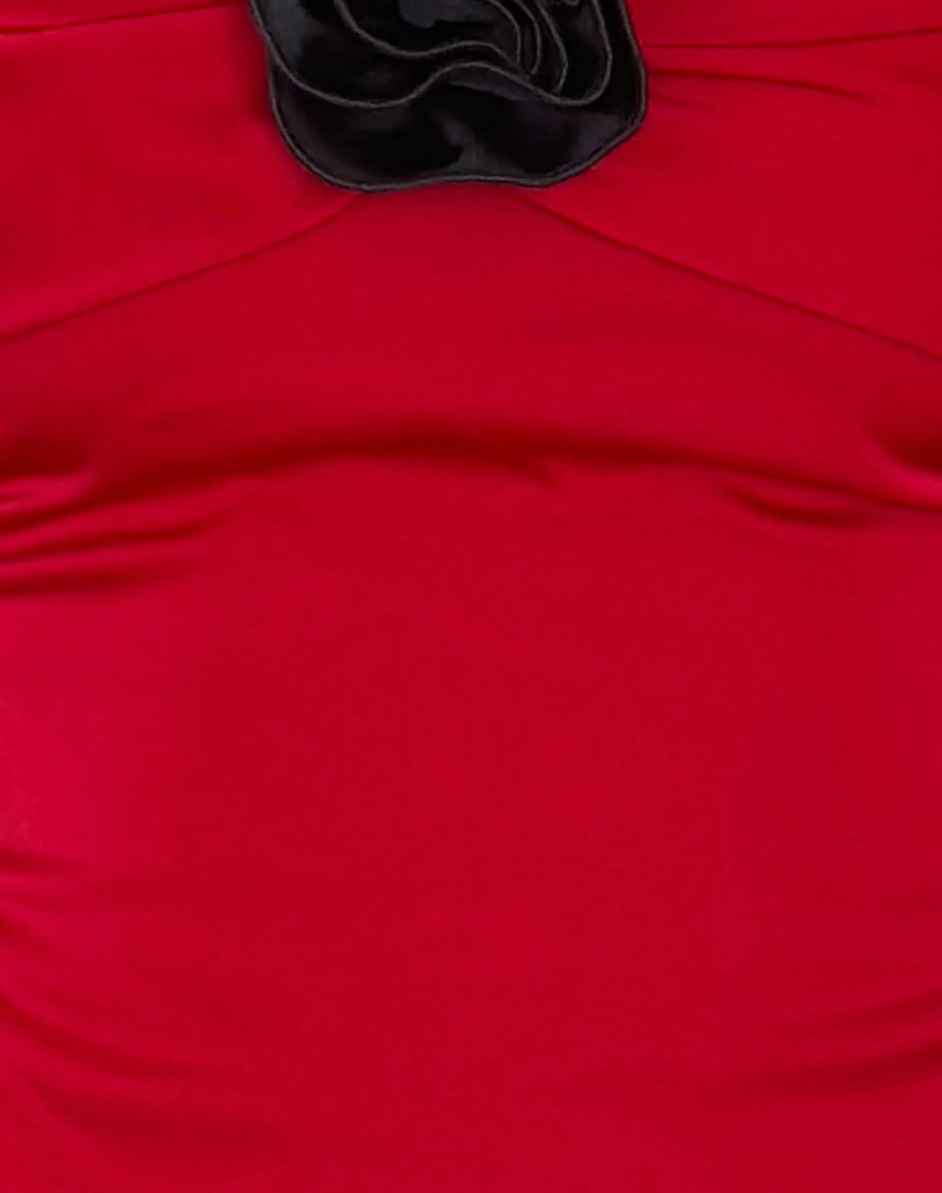 Motel Rocks Bandeau Tops | Going Out Tops-Astrum Satin Bandeau Top in Red with Black Rose RedwithBlackRose
