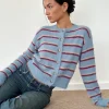 Motel Rocks Cardigans-Audrina Cardigan in Blue and Red Stripe BlueandRedStripe