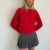 Motel Rocks Cardigans-Audrina Cardigan in Fluffy Red FluffyRed