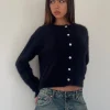 Motel Rocks Basics-Audrina Cardigan in Fluffy Knit Black fluffyknitblack