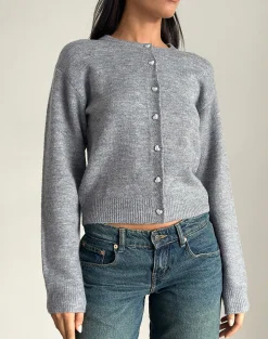 Motel Rocks Jumpers-Aura Cardigan in Dusty Grey DustyGrey