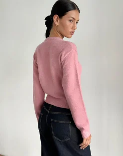 Motel Rocks Cardigans-Aura Cardigan in Dusty Pink DustyPink