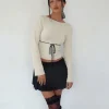 Motel Rocks Basics | Basic Tops-Awdella Knitted Long Sleeve Top in Beige knittedbeige