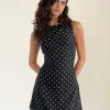 Motel Rocks Printed Dresses | Little Black Dresses-Ayana Backless Mini Dress in Polka Black polkablack