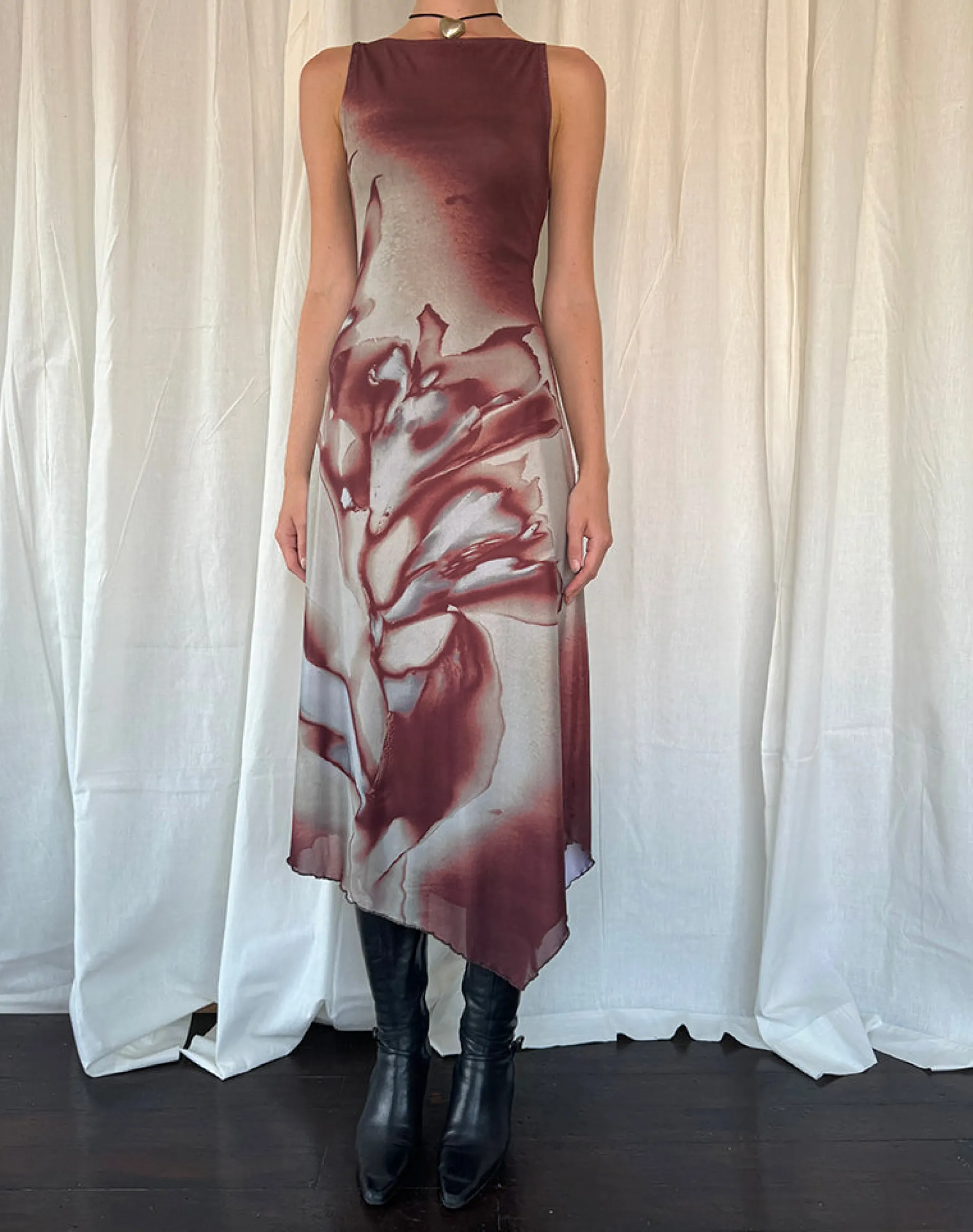Motel Rocks Printed Dresses | Bodycon Dresses-Aysun Midi Dress in Lumen Mesh Brown