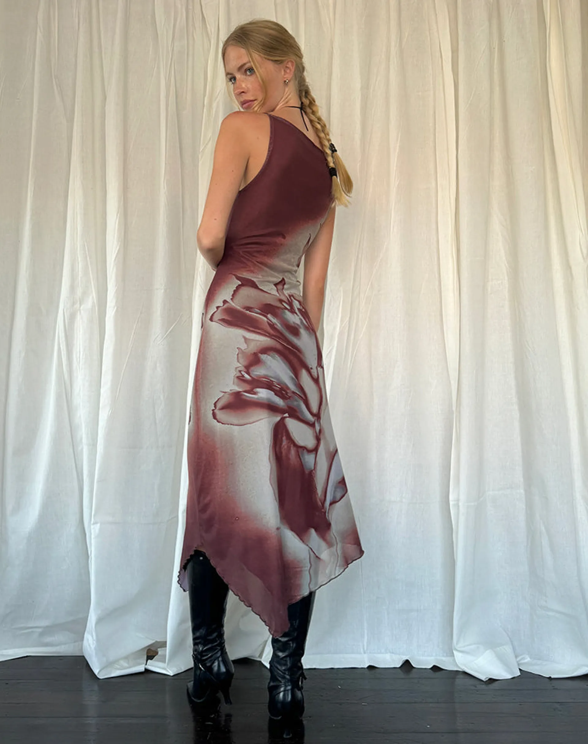 Motel Rocks Printed Dresses | Bodycon Dresses-Aysun Midi Dress in Lumen Mesh Brown
