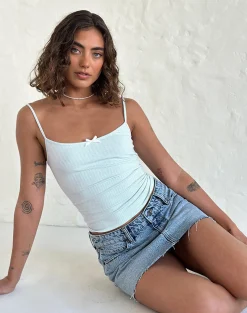 Motel Rocks Basic Tops | Printed Tops-Barlyn Cami Top in Blue and White Stripe BlueandWhiteStripe