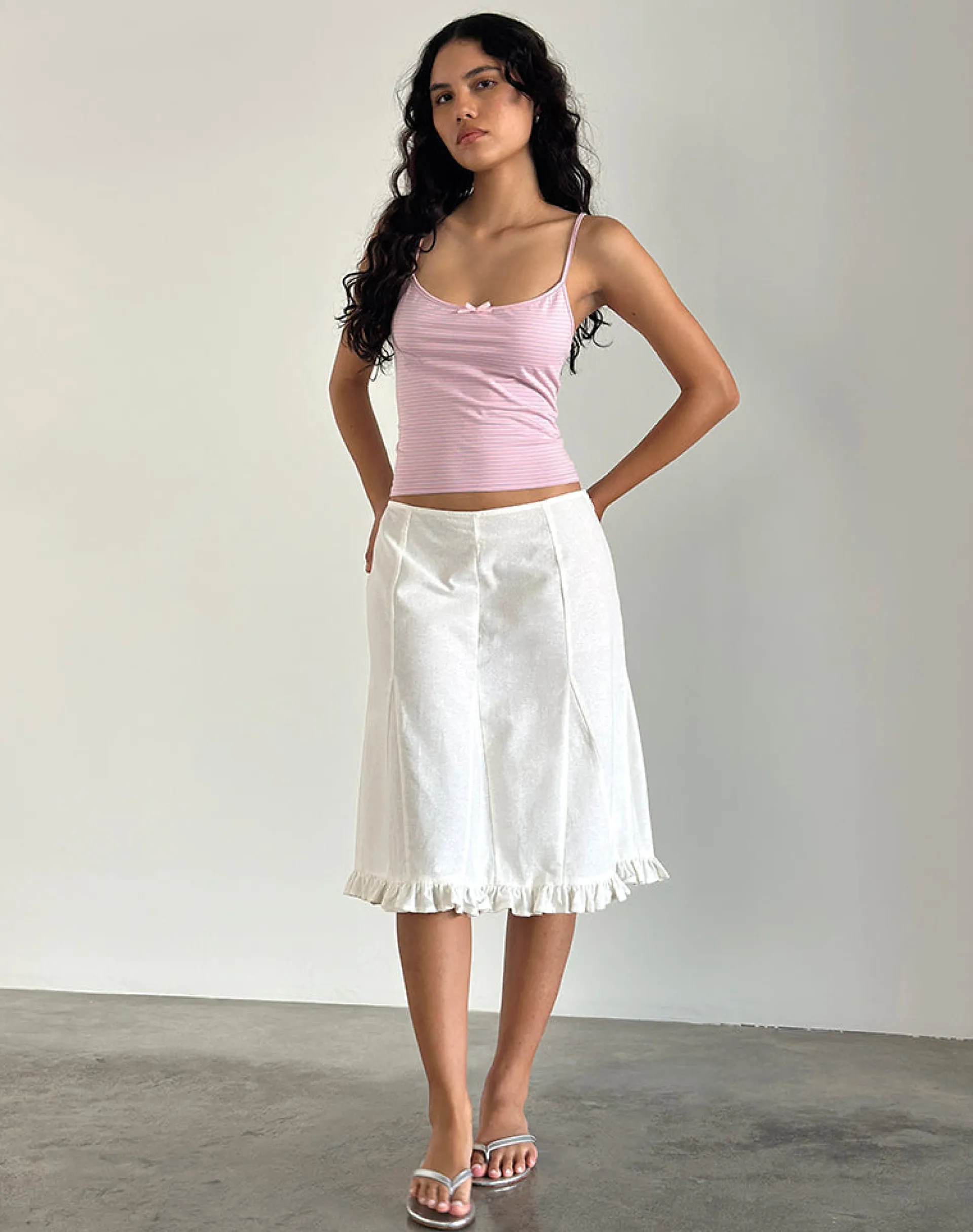 Motel Rocks Printed Tops | Strappy Tops-Barlyn Cami Top in Pink and Blue Stripe PinkandBlueStripe