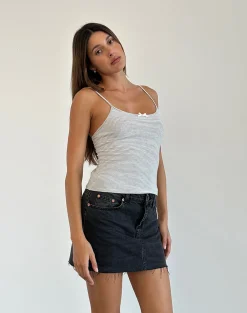 Motel Rocks Basic Tops | Printed Tops-Barlyn Cami Top in Stripe Grey White StripeGreyWhite