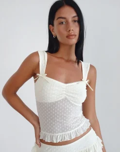 Motel Rocks Co-Ords | Printed Tops-Bartila Top in Ivory Polka Flock