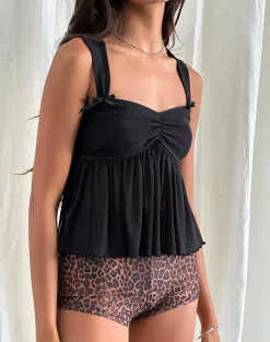 Motel Rocks Strappy Tops | Crop Tops-Barula Cami Top in Mesh Black MeshBlack