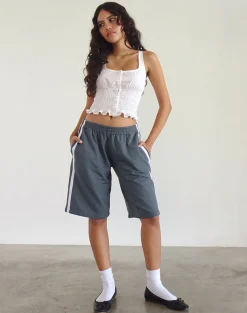 Motel Rocks Loungewear-Bena Short in Blue Mirage with White Stripe