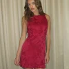 Motel Rocks Party Dresses | Mini Dresses-Benian Mini Dress in Satin Jacquard Red