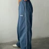 Motel Rocks Wide Leg Pants-Benton Wide Leg Jogger in Blue with 'M' Embroidery Bluewith'M'Embroidery