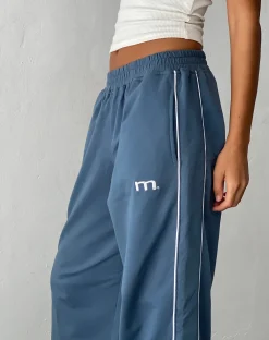 Motel Rocks Wide Leg Pants-Benton Wide Leg Jogger in Blue with 'M' Embroidery Bluewith'M'Embroidery