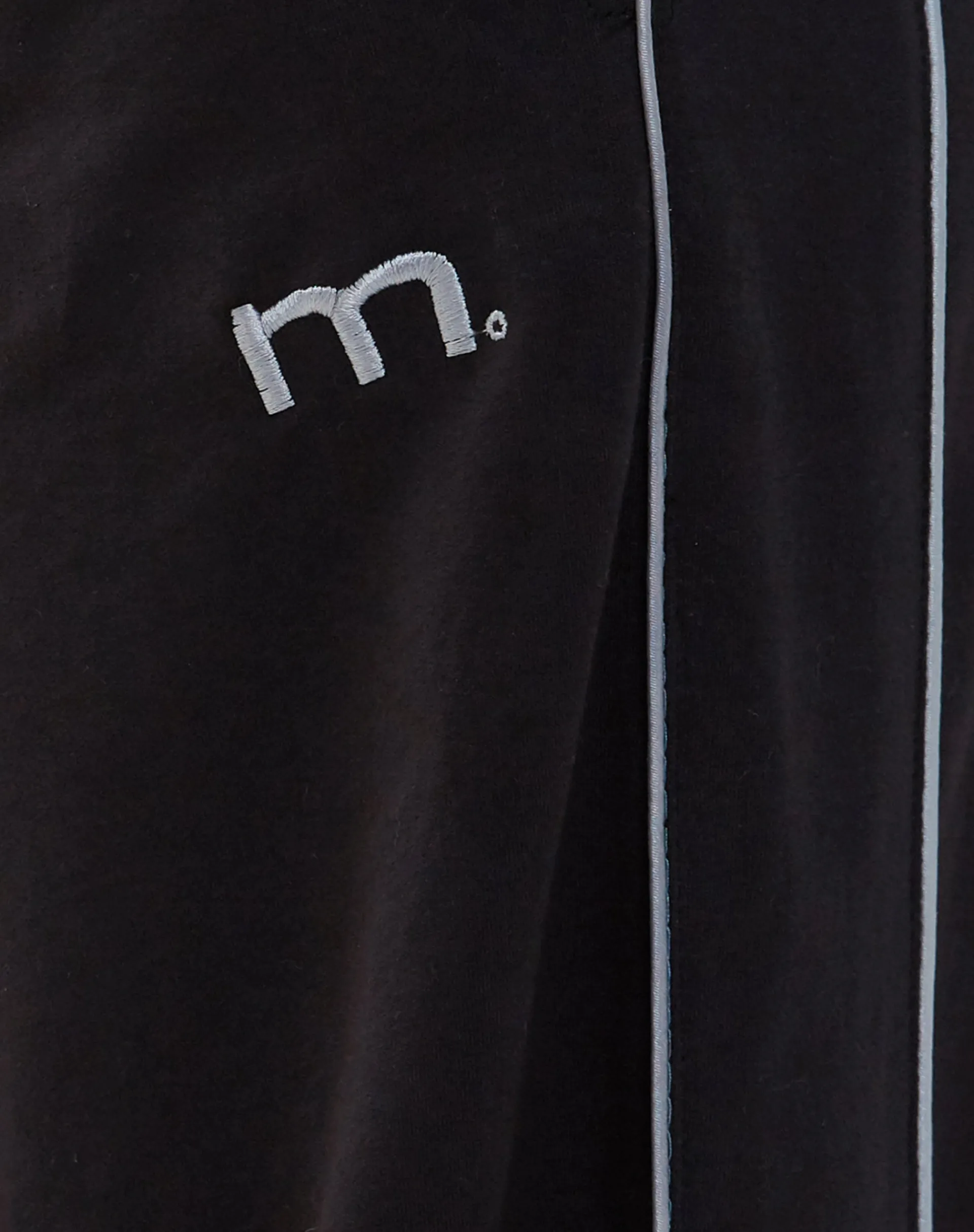 Motel Rocks Loungewear | Wide Leg Pants-Benton Wide Leg Jogger in Black with Dark Grey Piping and 'M' Embroidery BlackwithDarkGreyPipingand'M'Embroidery