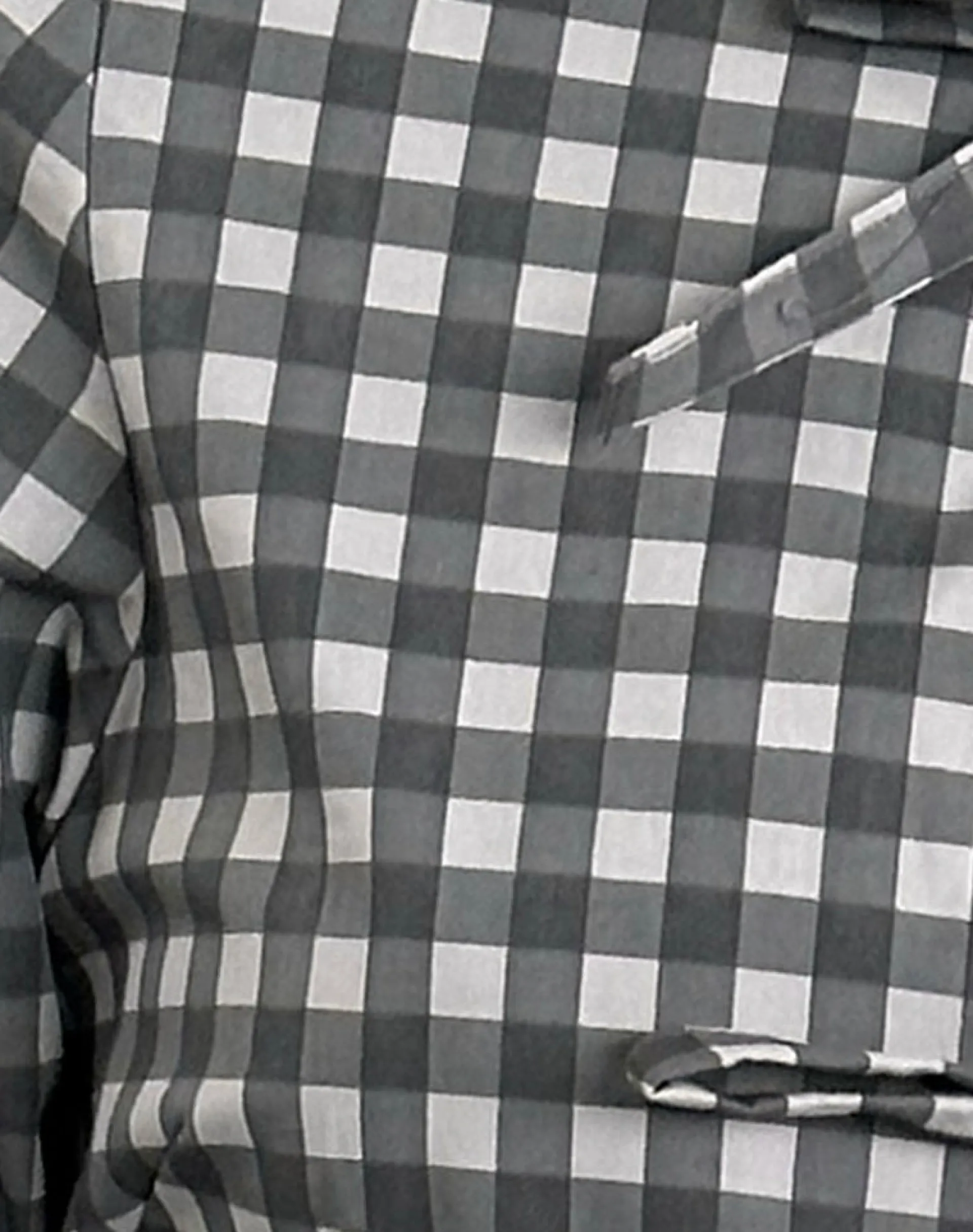 Motel Rocks Tailoring | Printed Tops-Bertaria Long Sleeve Top in Tonal Gingham Black and Grey
