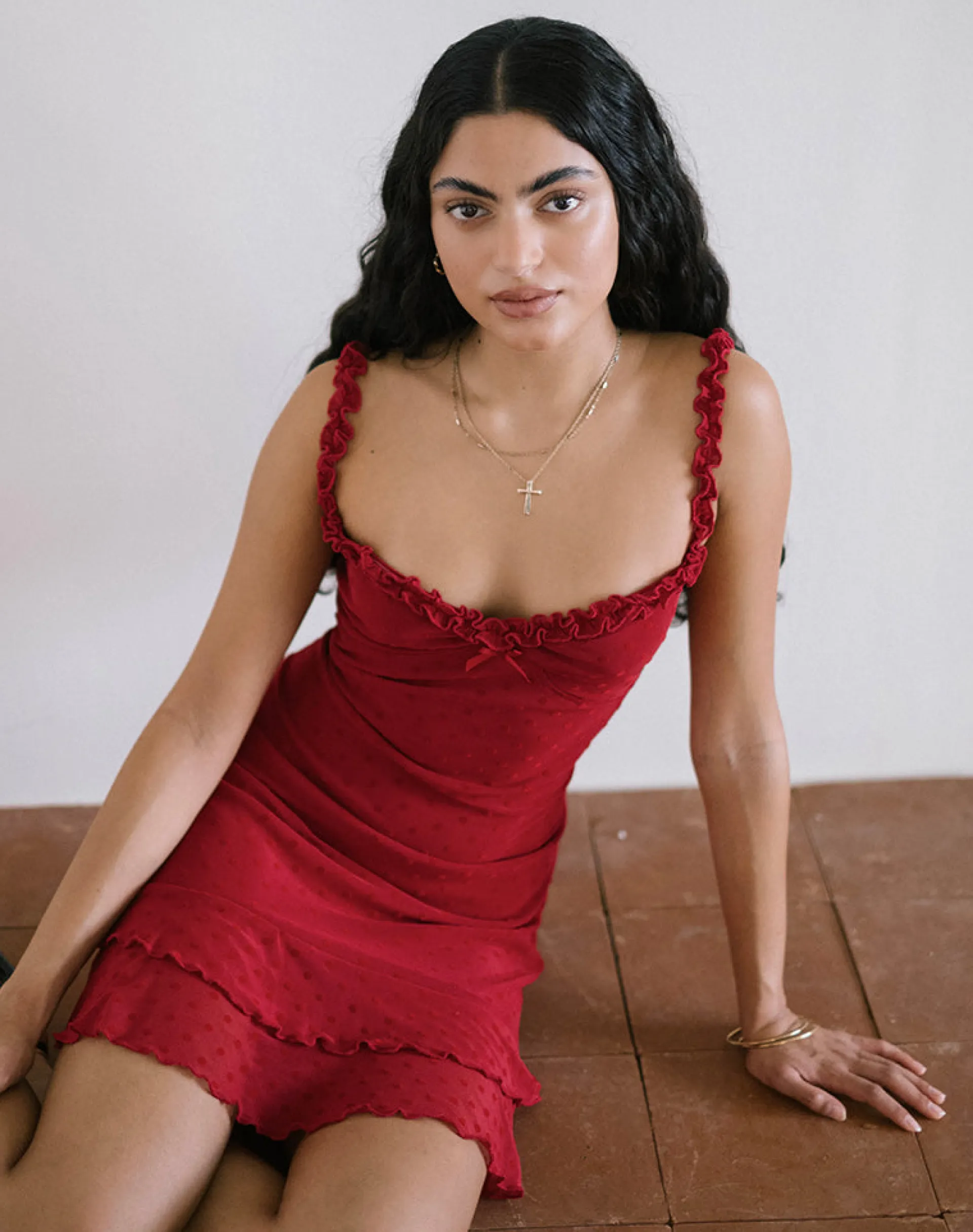 Motel Rocks Day Dresses | Mini Dresses-Bestari Mini Dress in Basic Polka Cherry BasicPolkaCherry
