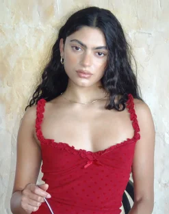 Motel Rocks Day Dresses | Mini Dresses-Bestari Mini Dress in Basic Polka Cherry BasicPolkaCherry