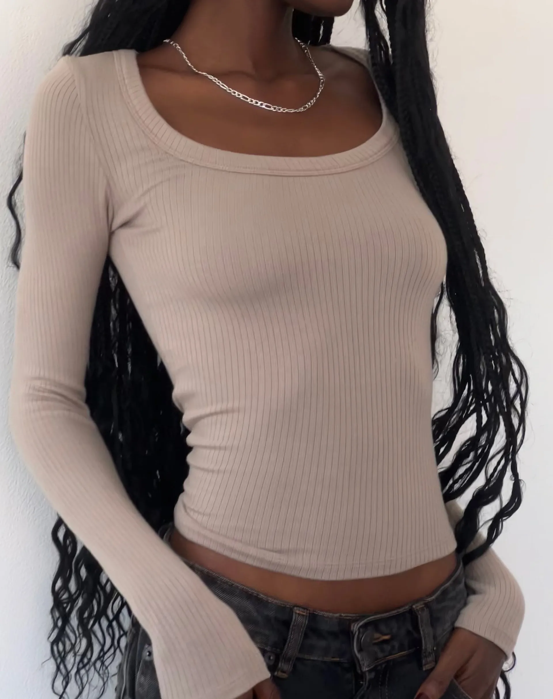 Motel Rocks Basic Tops | Long Sleeve Tops-Binlo Extra Long Sleeve Top in London Fog LondonFog
