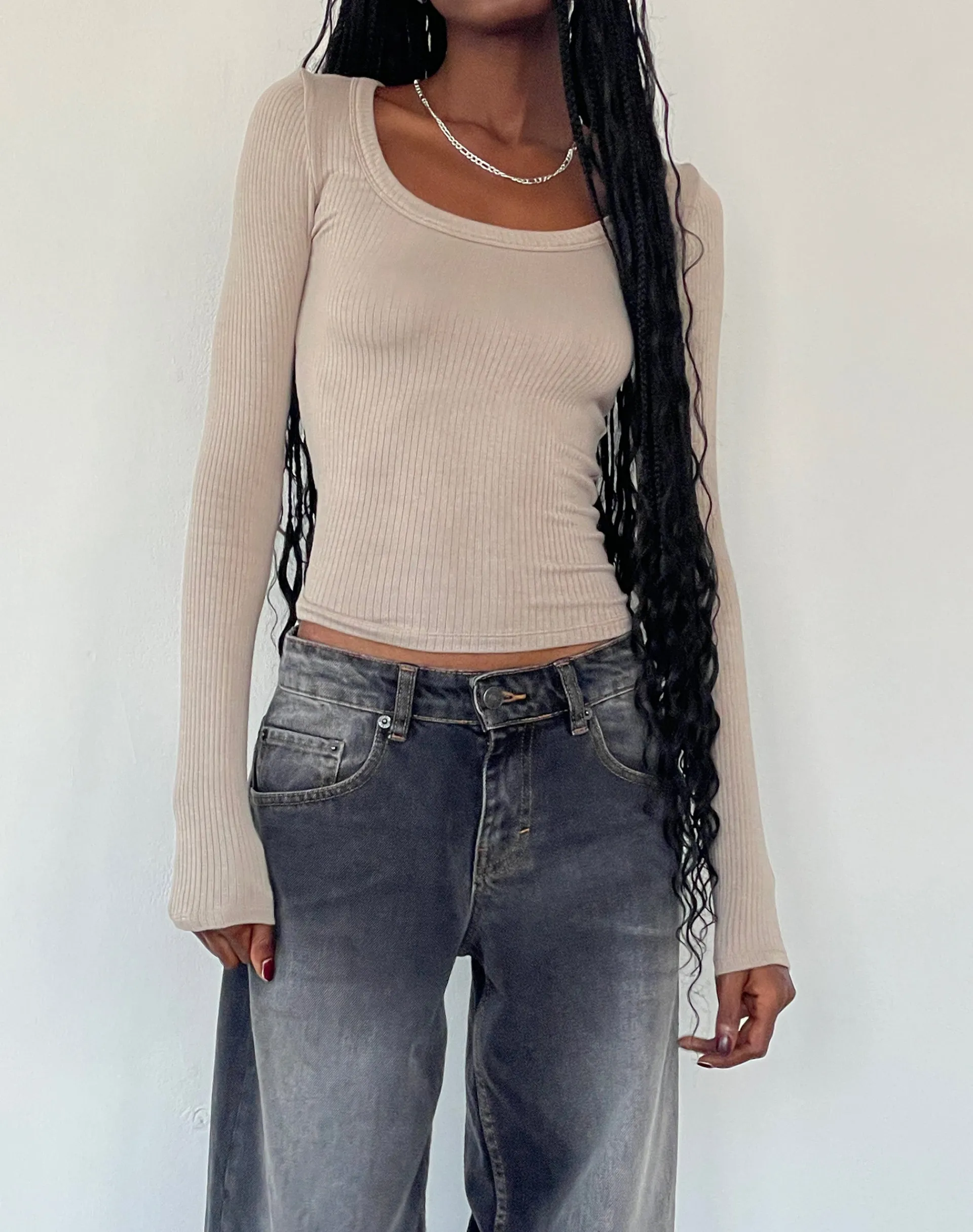 Motel Rocks Basic Tops | Long Sleeve Tops-Binlo Extra Long Sleeve Top in London Fog LondonFog