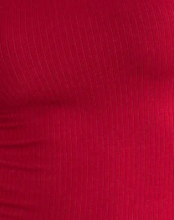 Motel Rocks Basics | Basic Tops-Binlo Extra Long Sleeve Top in Adrenaline Red Rib adrenalinered