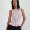 Motel Rocks Vest Tops | Printed Tops-Birita Shirred Tank Top in Geometric Tile GeometricTile