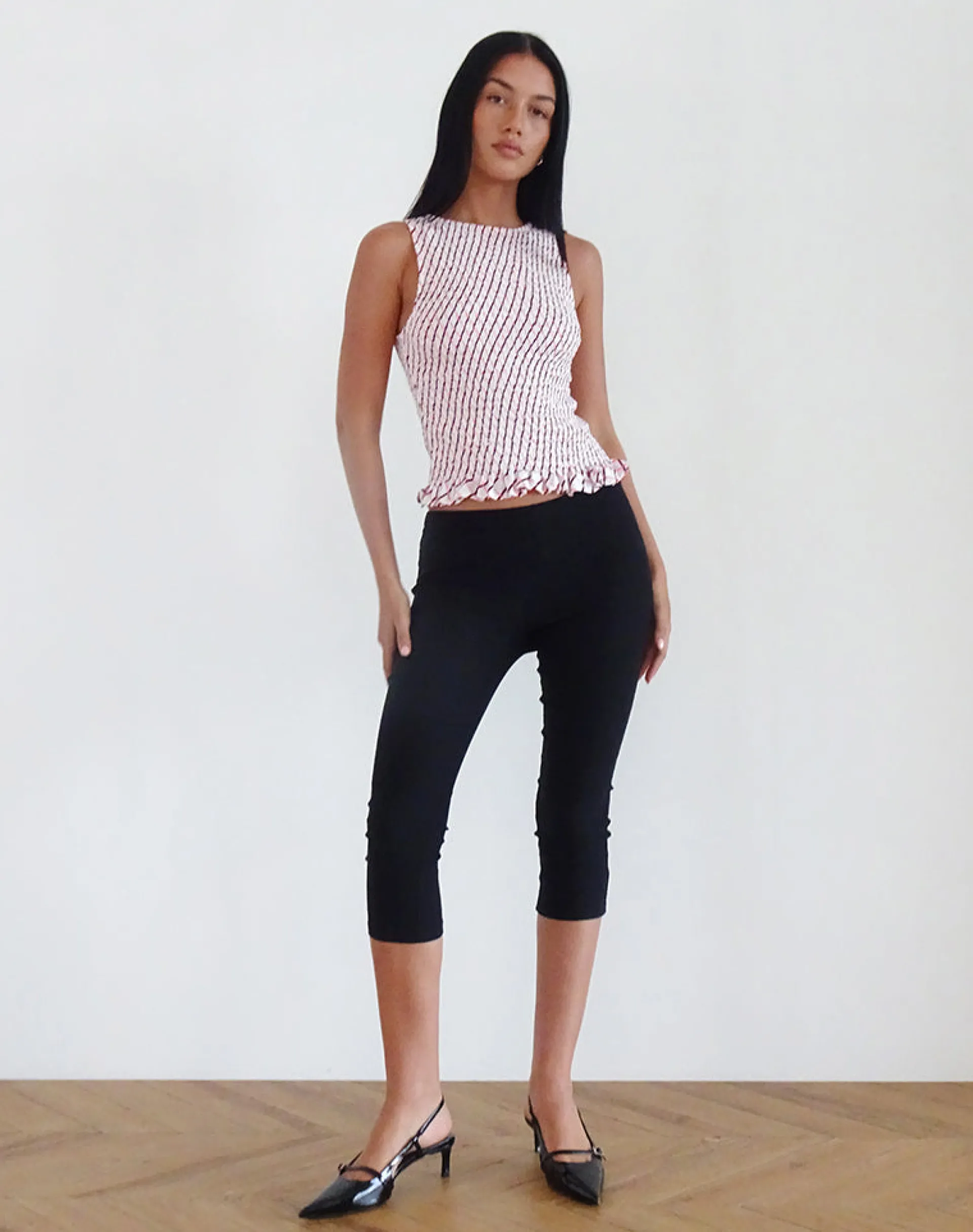Motel Rocks Vest Tops | Printed Tops-Birita Shirred Tank Top in Geometric Tile GeometricTile