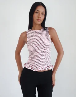 Motel Rocks Vest Tops | Printed Tops-Birita Shirred Tank Top in Geometric Tile GeometricTile