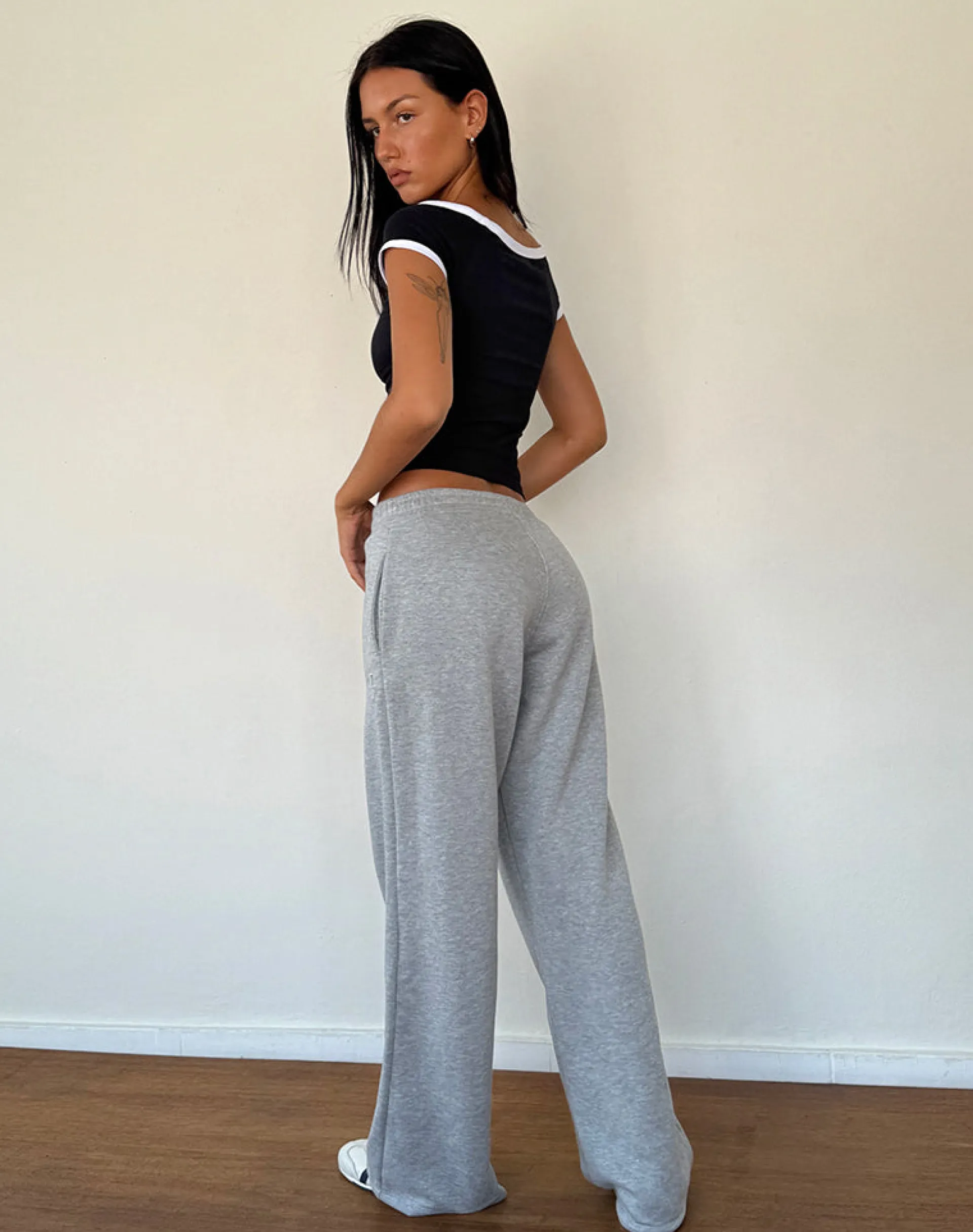 Motel Rocks Basics | Basic Tops-Bitha Crop Top in Black with White Piping BlackwithWhitePiping