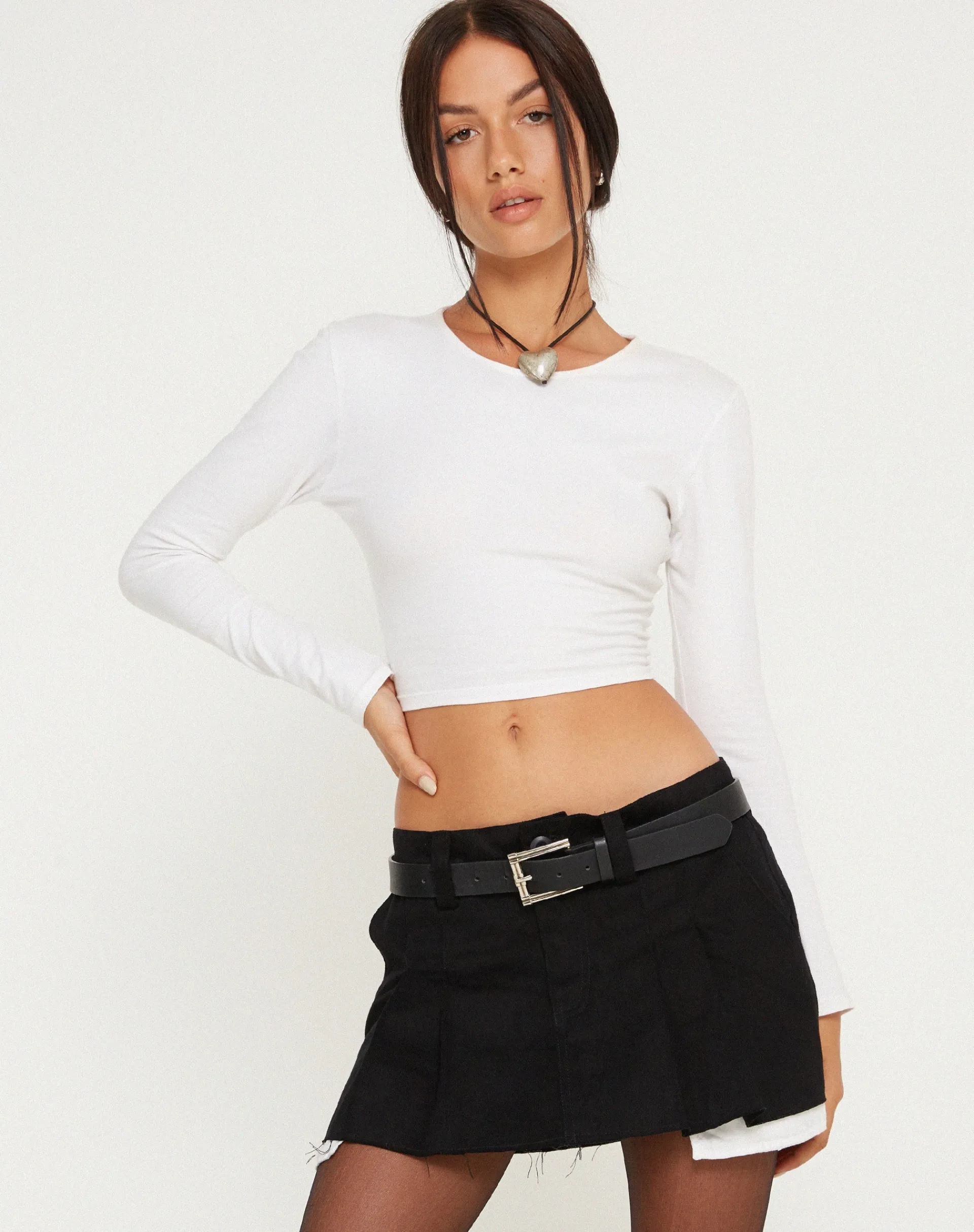 Motel Rocks Mini Skirts-Blythe Low Waisted Mini Skirt in Twill Suede Black