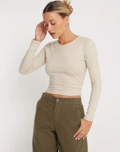 Motel Rocks Basics-Bon Long Sleeve Top in Coconut Milk coconutmilk