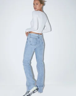 Motel Rocks Basic Tops | Long Sleeve Tops-Bon Long Sleeve Top in Lycra White LycraWhite