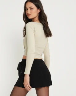 Motel Rocks Basics-Bonlo Long Sleeve Top in Coconut Milk CoconutMilk
