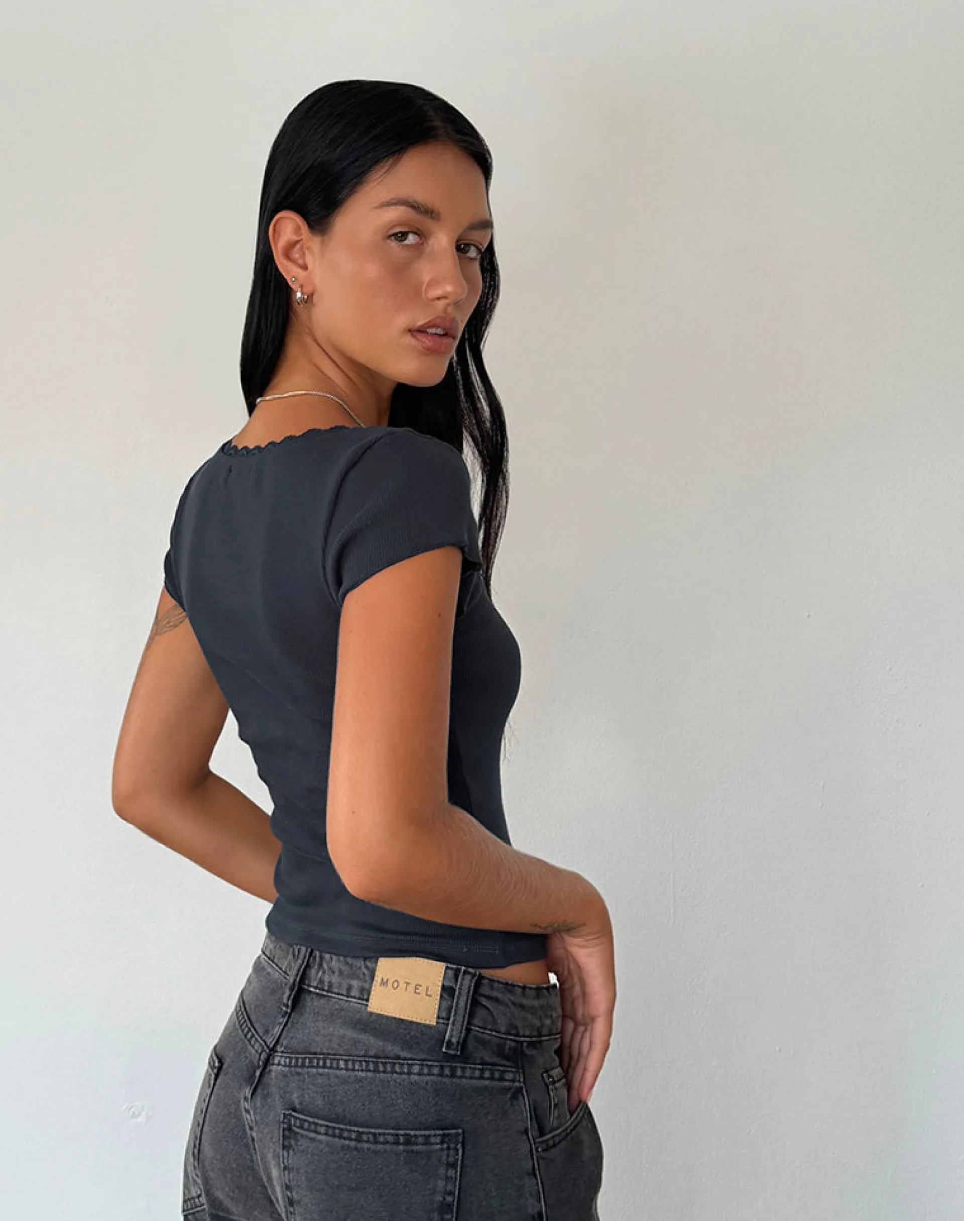 Motel Rocks Basics | Basic Tops-Bovillo Cap Sleeve Top in Ocean Storm Ribbed Jersey OceanStormRibbedJersey