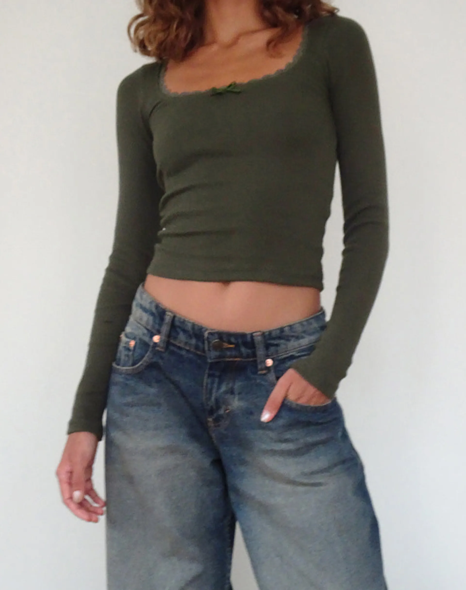 Motel Rocks Basics | Basic Tops-Bovita Long Sleeve Ribbed Top in Olive
