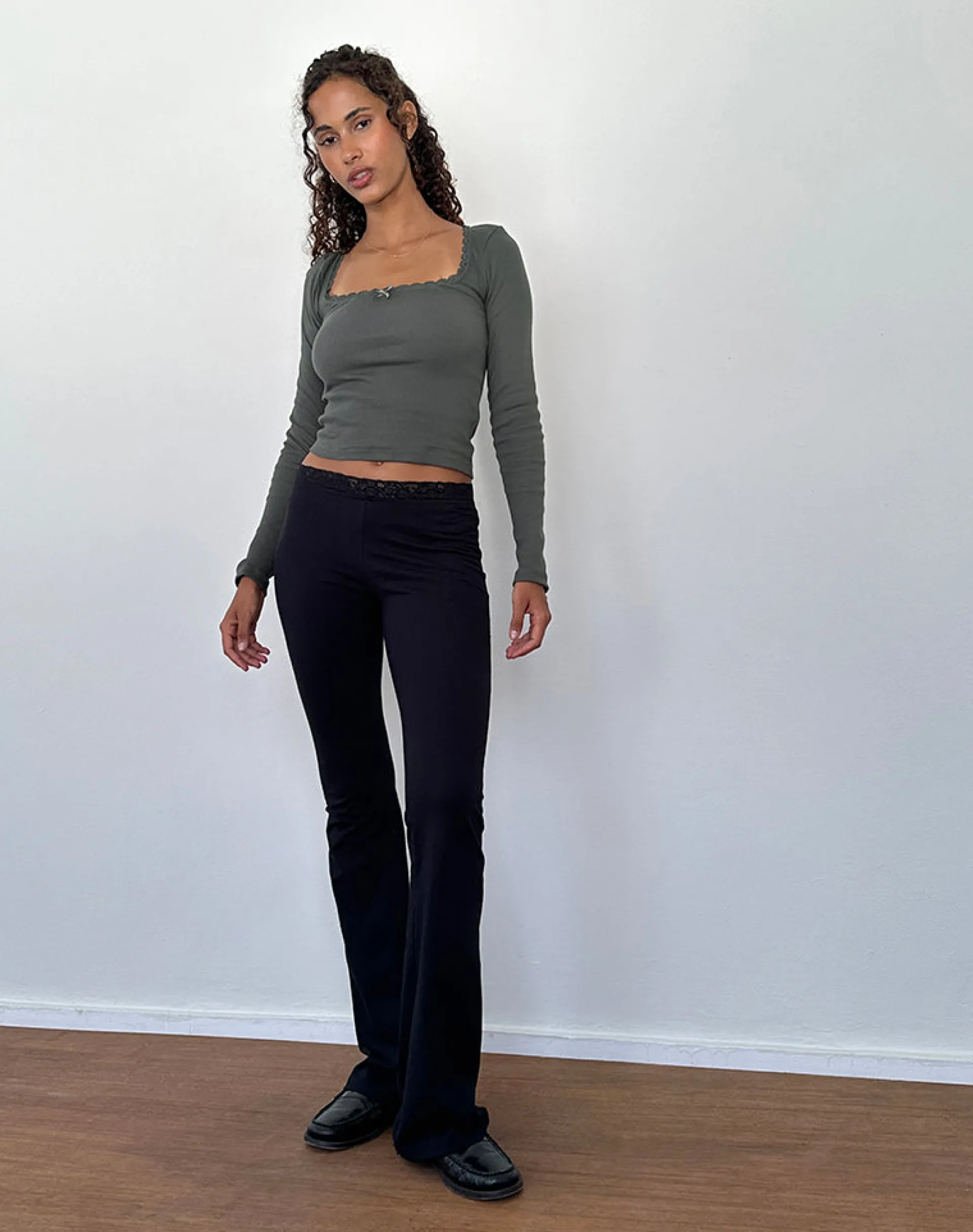 Motel Rocks Basics | Basic Tops-Bovita Long Sleeve Ribbed Top in Beluga Grey belugagrey