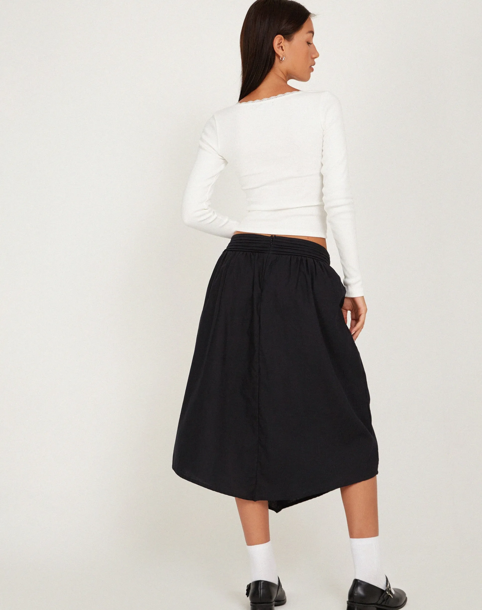 Motel Rocks Basics | Basic Tops-Bovita Long Sleeve Top in Rib White RibWhite