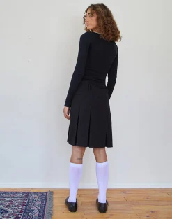 Motel Rocks Basics | Basic Tops-Bovita Long Sleeve Top in Black with Off White Trim BlackwithOffWhiteTrim