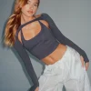 Motel Rocks Basics | Basic Tops-Brandy Crop Top in Ocean Storm OceanStorm
