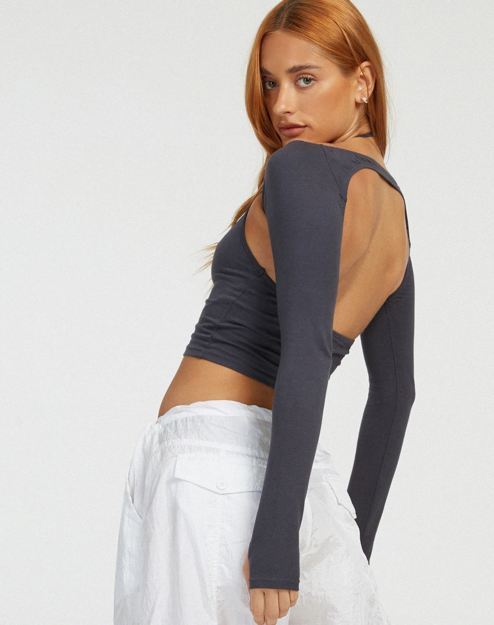 Motel Rocks Basics | Basic Tops-Brandy Crop Top in Ocean Storm OceanStorm