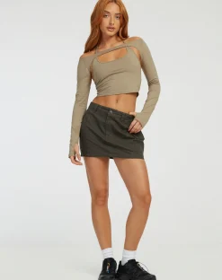 Motel Rocks Basic Tops-Brandy Long Sleeve Top in London Fog LondonFog