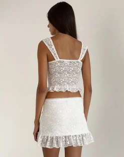 Motel Rocks Co-Ords | Strappy Tops-Brietta Cami Top in Lace Ivory LaceIvory