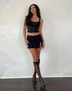 Motel Rocks Corset Tops | Strappy Tops-Brietta Unlined Corset Top in Rose Lace Black RoseLaceBlack