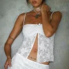 Motel Rocks Strappy Tops | Lace Tops-Briony Butterfly Top in Lace Ivory LaceIvory