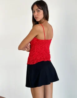 Motel Rocks Strappy Tops | Going Out Tops-Briony Top in Lace Red LaceRed