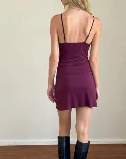 Motel Rocks Day Dresses | Bodycon Dresses-Britney Mini Dress in Smooth Slinky Berry