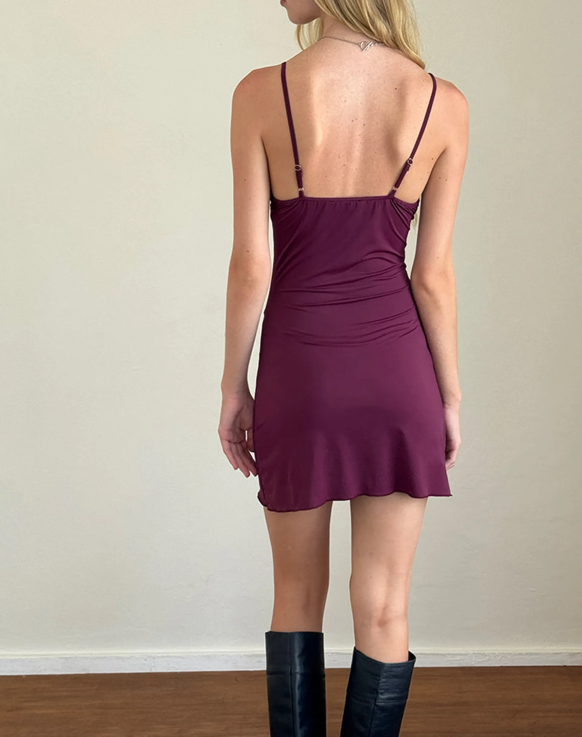 Motel Rocks Day Dresses | Bodycon Dresses-Britney Mini Dress in Smooth Slinky Berry