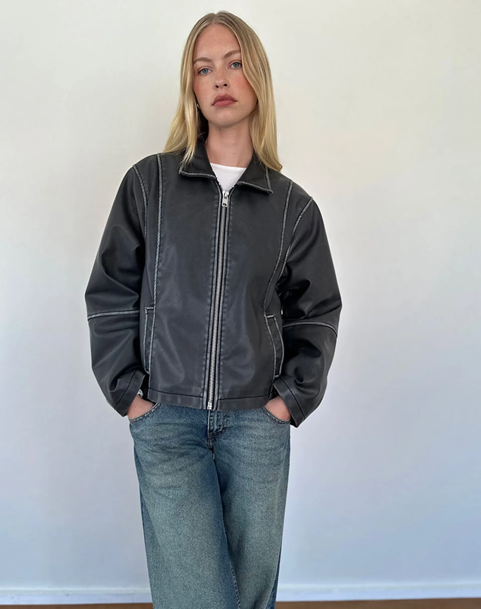 Motel Rocks Pu Jackets | Jackets-Brittany Distressed Jacket in PU Black