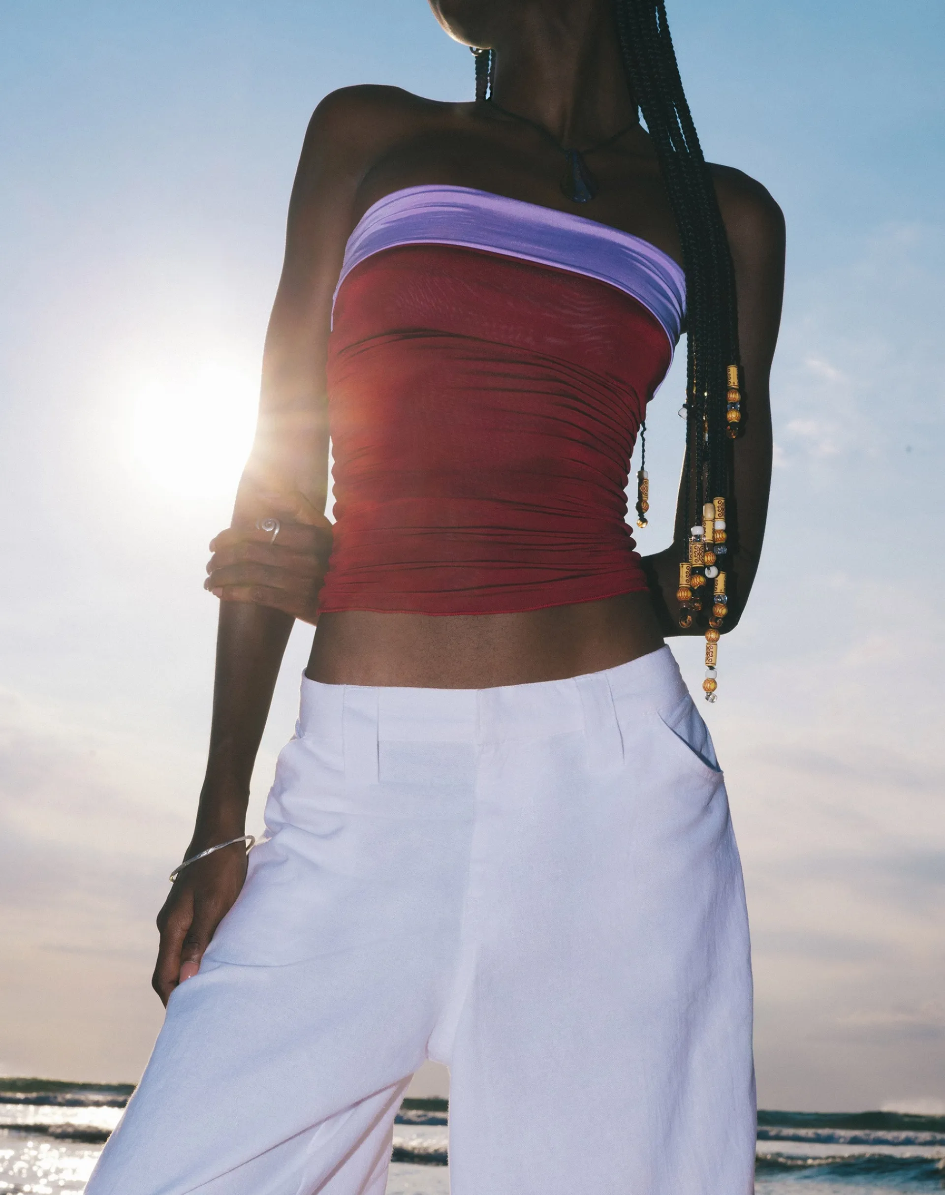 Motel Rocks Bandeau Tops-Brylee Bandeau Crop Top in Wine Lilac winelilac